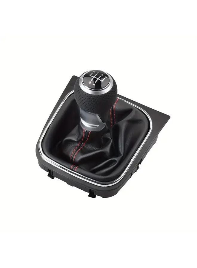 Black Leather Plastic Gear Shift Knob Gaiter Cover For Volkswagen Golf 5 6 MK5 MK6 - Image 1